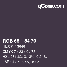 カラーコード: RGB 65.1 54 70 | qconv.com