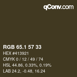 Color code: RGB 65.1 57 33 | qconv.com