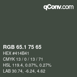 カラーコード: RGB 65.1 75 65 | qconv.com