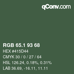 カラーコード: RGB 65.1 93 68 | qconv.com