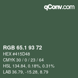 Color code: RGB 65.1 93 72 | qconv.com