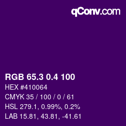 カラーコード: RGB 65.3 0.4 100 | qconv.com
