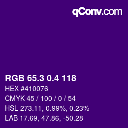 カラーコード: RGB 65.3 0.4 118 | qconv.com