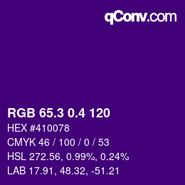 カラーコード: RGB 65.3 0.4 120 | qconv.com