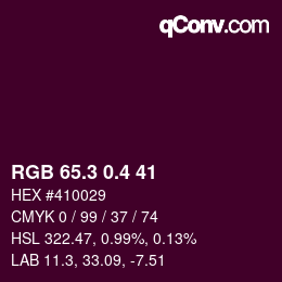 カラーコード: RGB 65.3 0.4 41 | qconv.com