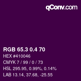カラーコード: RGB 65.3 0.4 70 | qconv.com