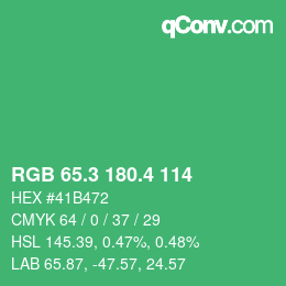 カラーコード: RGB 65.3 180.4 114 | qconv.com