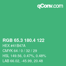 カラーコード: RGB 65.3 180.4 122 | qconv.com