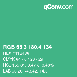 カラーコード: RGB 65.3 180.4 134 | qconv.com