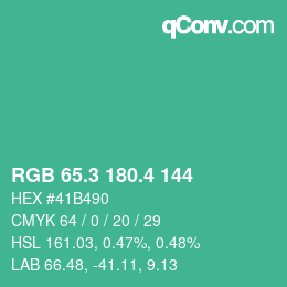 カラーコード: RGB 65.3 180.4 144 | qconv.com