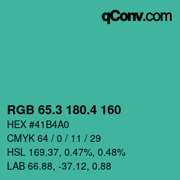 カラーコード: RGB 65.3 180.4 160 | qconv.com