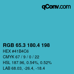カラーコード: RGB 65.3 180.4 198 | qconv.com