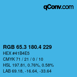 カラーコード: RGB 65.3 180.4 229 | qconv.com
