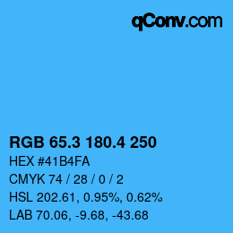 カラーコード: RGB 65.3 180.4 250 | qconv.com