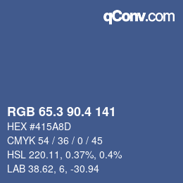 カラーコード: RGB 65.3 90.4 141 | qconv.com
