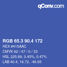 カラーコード: RGB 65.3 90.4 172 | qconv.com