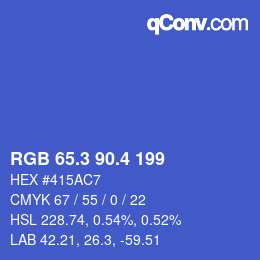 カラーコード: RGB 65.3 90.4 199 | qconv.com