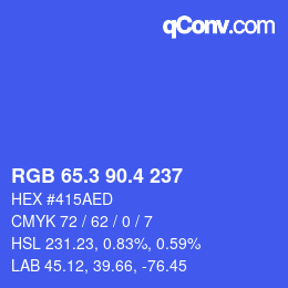 カラーコード: RGB 65.3 90.4 237 | qconv.com