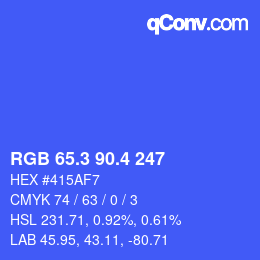 カラーコード: RGB 65.3 90.4 247 | qconv.com