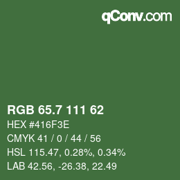カラーコード: RGB 65.7 111 62 | qconv.com