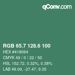 カラーコード: RGB 65.7 128.6 100 | qconv.com