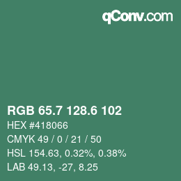 カラーコード: RGB 65.7 128.6 102 | qconv.com