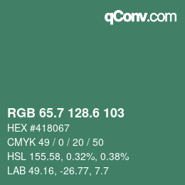 カラーコード: RGB 65.7 128.6 103 | qconv.com