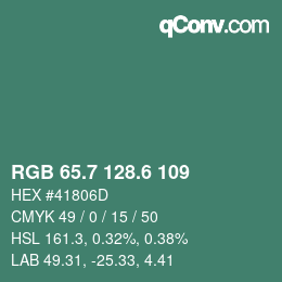 カラーコード: RGB 65.7 128.6 109 | qconv.com