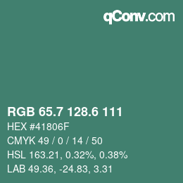 カラーコード: RGB 65.7 128.6 111 | qconv.com