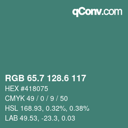 カラーコード: RGB 65.7 128.6 117 | qconv.com