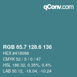 カラーコード: RGB 65.7 128.6 136 | qconv.com