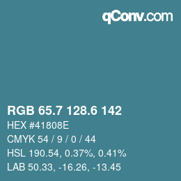 カラーコード: RGB 65.7 128.6 142 | qconv.com