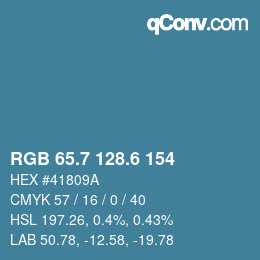 カラーコード: RGB 65.7 128.6 154 | qconv.com
