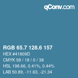 カラーコード: RGB 65.7 128.6 157 | qconv.com