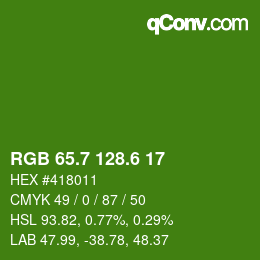 カラーコード: RGB 65.7 128.6 17 | qconv.com