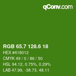 カラーコード: RGB 65.7 128.6 18 | qconv.com