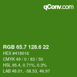 カラーコード: RGB 65.7 128.6 22 | qconv.com