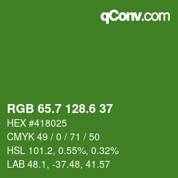 カラーコード: RGB 65.7 128.6 37 | qconv.com
