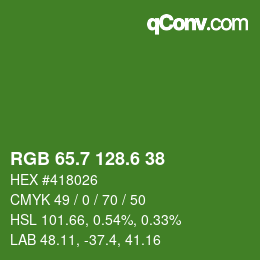 カラーコード: RGB 65.7 128.6 38 | qconv.com