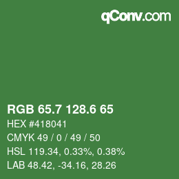 カラーコード: RGB 65.7 128.6 65 | qconv.com
