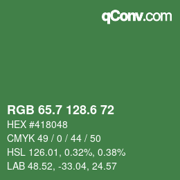 カラーコード: RGB 65.7 128.6 72 | qconv.com