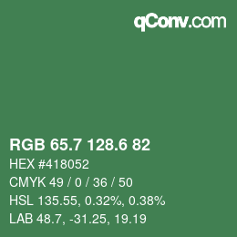 カラーコード: RGB 65.7 128.6 82 | qconv.com