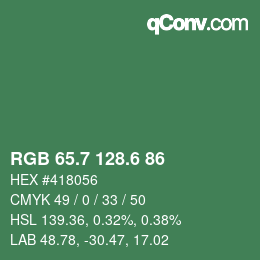 カラーコード: RGB 65.7 128.6 86 | qconv.com