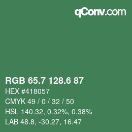 カラーコード: RGB 65.7 128.6 87 | qconv.com