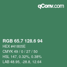 カラーコード: RGB 65.7 128.6 94 | qconv.com