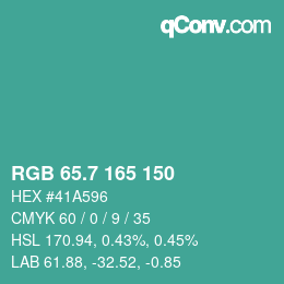 カラーコード: RGB 65.7 165 150 | qconv.com