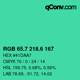 カラーコード: RGB 65.7 218.6 167 | qconv.com