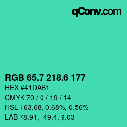 カラーコード: RGB 65.7 218.6 177 | qconv.com