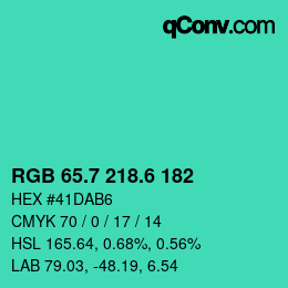 カラーコード: RGB 65.7 218.6 182 | qconv.com