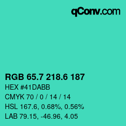 カラーコード: RGB 65.7 218.6 187 | qconv.com